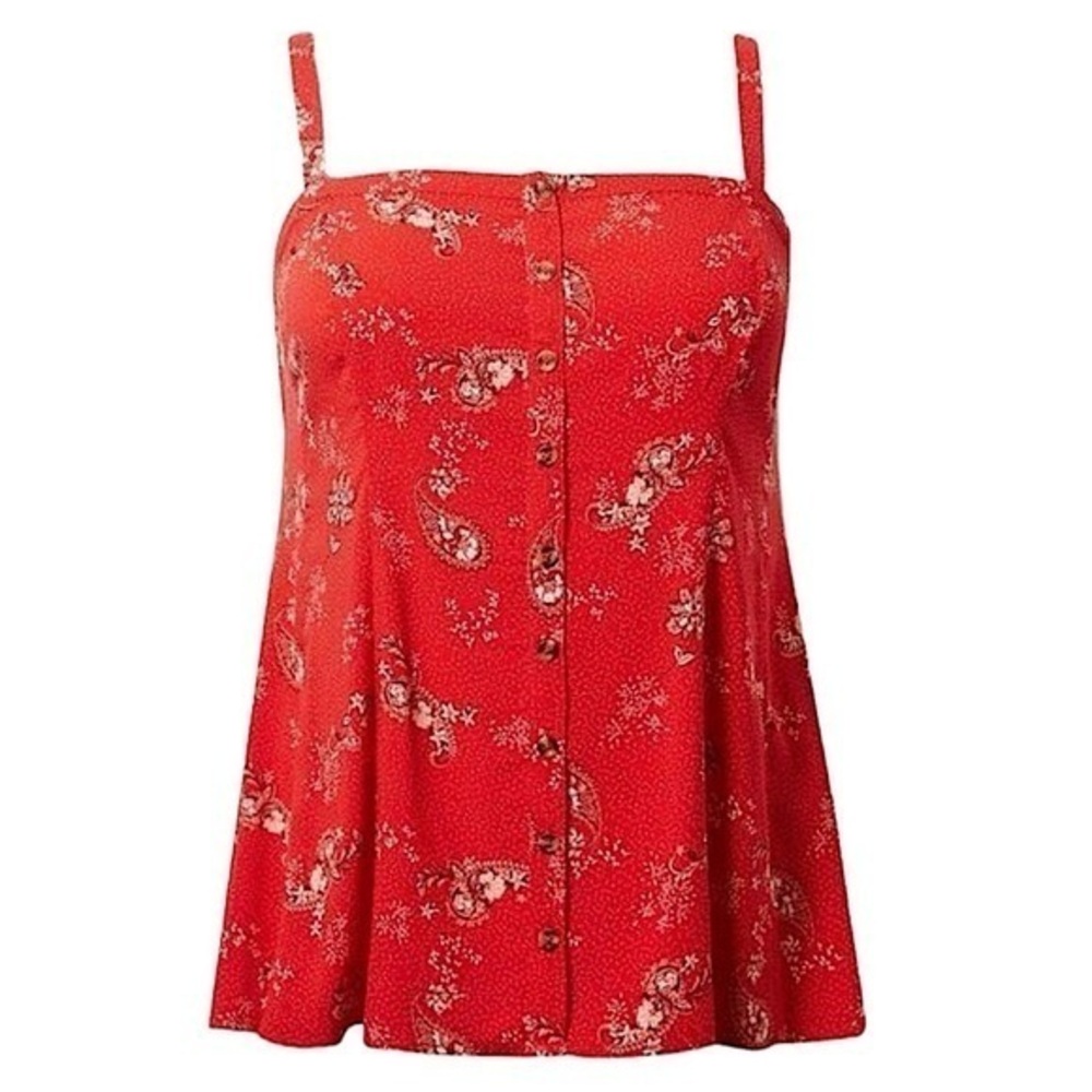 TORRID Red‎ Paisley Print Fit & Flare Challis Tank Top NWT  Size 2X